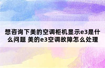 想咨询下美的空调柜机显示e3是什么问题 美的e3空调故障怎么处理